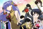  6+girls 90s angry bare_shoulders black_hair blue_hair bokken brown_hair china_dress chinese_clothes cologne_(ranma_1/2) confetti daisuke_(ranma_1/2) dress father_and_daughter flower formal grandmother_and_granddaughter hibiki_ryouga hiroshi_(ranma_1/2) kunou_tatewaki kuonji_ukyou mousse mousse_(duck) multiple_boys multiple_girls nakajima_atsuko non-web_source official_art ranma_1/2 red_flower red_rose rose saotome_ranma sayuri_(ranma_1/2) serious shampoo_(ranma_1/2) siblings sisters suit sword tendou_akane tendou_kasumi tendou_nabiki tendou_souun weapon white_hair wooden_sword yuka_(ranma_1/2) 