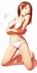  barefoot bikini breasts brown_hair copyright_request large_breasts mizu_asato sketch solo swimsuit 