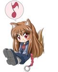  animal_ears animated animated_gif brown_hair chibi fang holo long_hair lowres red_eyes sekiguchi_miiru solo spice_and_wolf tail wolf_ears 