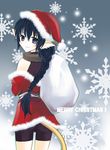  animal_ears bike_shorts braid christmas collar hat karura_(utawareru_mono) metal_collar santa_costume santa_hat shima_yukiwa solo tail utawareru_mono 