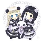  black_eyes black_hair blonde_hair blue_eyes copyright_request gothic multiple_girls shima_yukiwa stuffed_animal stuffed_toy twintails 