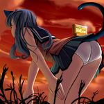  animal_ears ass bent_over cat_ears copyright_request cowboy_shot famicom game_cartridge game_console masao panties school_uniform serafuku skirt solo tail underwear 