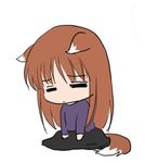  animal_ears chibi holo long_hair lowres sad sinko solo spice_and_wolf tail 