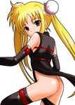  40010prototype ass blonde_hair bottomless china_dress chinese_clothes detached_sleeves dress fate_testarossa long_hair lyrical_nanoha mahou_shoujo_lyrical_nanoha mahou_shoujo_lyrical_nanoha_a's no_panties non-web_source red_eyes solo thighhighs twintails wind wind_lift 