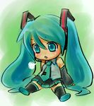  aqua_hair chibi hatsune_miku long_hair nawoko sitting solo thighhighs twintails very_long_hair vocaloid 