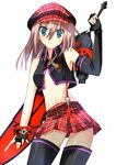  alisa_ilinichina_amiella bare_shoulders black_footwear black_gloves black_legwear blue_eyes boots breasts cabbie_hat elbow_gloves fingerless_gloves gloves god_eater god_eater_burst hat highres holding holding_sword holding_weapon huge_weapon kuwashima_rein long_hair looking_at_viewer pantyhose silver_hair simple_background skirt small_breasts solo suspender_skirt suspenders sword thigh_boots thighhighs underboob weapon white_background 