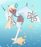  art_brush blonde_hair blue_eyes dark_skin feet flat_chest kantaro long_hair mascot open_mouth paintbrush pixiv pixiv-tan smile solo star thighhighs 