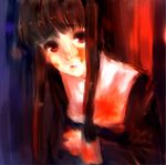  asagami_fujino blood brown_hair kara_no_kyoukai long_hair mokuden red_eyes solo 