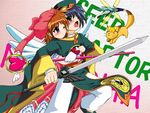  1boy 1girl blue_eyes blue_hair card_captor_sakura child chrono_harlaown cosplay fairy fairy_wings ferret hat hoshi_no_tsue kero kero_(cosplay) kinomoto_sakura kinomoto_sakura_(cosplay) kuon_(triangle_heart) li_syaoran li_syaoran_(cosplay) li_xiaolang li_xiaolang_(cosplay) lindy_harlaown lyrical_nanoha magical_girl mahou_shoujo_lyrical_nanoha male mask minigirl one_eye_closed pink_hat purple_eyes red_hair sword takamachi_nanoha triangle_heart triangle_heart_3 triangle_heart_3_lyrical_toy_box weapon wings yuuno_scrya 