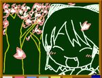  bangs chalkboard cherry_blossoms kiira lowres original solo 