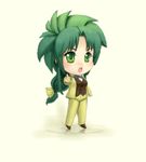  chibi detective green_hair imageboard_colors jochuu-san lowres nendoroid oekaki original pointing solo yagisaka_seto 