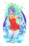  ahoge blue_hair breasts copyright_request dress jewelry necklace opon pantyhose small_breasts solo water 
