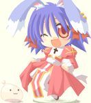  animal_ears artist_request blue_hair chibi copyright_request imageboard_colors lowres oekaki solo 