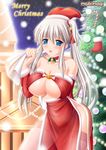  breasts christmas christmas_tree cleavage hat kafu large_breasts mabinogi nao_(mabinogi) nipple_slip nipples santa_costume santa_hat solo thighhighs 