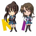  :&lt; artist_request blue_sailor_collar chibi genderswap genderswap_(mtf) kita_high_school_uniform koizumi_itsuki koizumi_itsuki_(female) kyon kyonko long_sleeves lowres multiple_girls sailor_collar school_uniform serafuku suzumiya_haruhi_no_yuuutsu thighhighs 