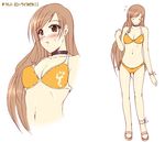 bikini brown_hair long_hair orange_bikini shining_(series) shining_wind swimsuit touka_kureha uminchu white_background 