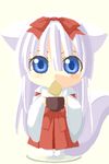 animal_ears artist_request chibi copyright_request hakama imageboard_colors japanese_clothes lowres miko oekaki red_hakama solo 