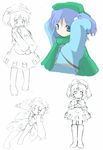  kawashiro_nitori oka_(bananashoe) partially_colored scarf sketch touhou two_side_up 