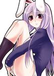  animal_ears blazer bunny_ears jacket lavender_hair oohira_sunset pink_eyes reisen_udongein_inaba socks solo touhou 