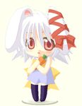  animal_ears artist_request bunny_ears carrot chibi copyright_request imageboard_colors lowres oekaki ribbon solo thighhighs white_hair 