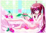  character_request cherries cherry feet food fruit hinasaki nude red_eyes red_hair source_request twintails 