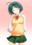  green_hair sakaki_imasato school_uniform smile solo to_heart_2 yoshioka_chie 
