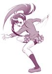  kouda_tomohiro mahou_sensei_negima! monochrome plaid plaid_skirt purple sakurazaki_setsuna skirt solo 