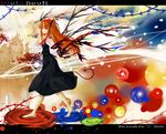  barefoot black_dress dress from_side full_body koakuma long_hair looking_afar marble red_eyes red_hair solo standing surreal touhou tsurukame very_long_hair walking 