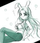  animal_ears bunny_ears bunnysuit johnny_(from_scratch) long_hair monochrome pantyhose solo suzumiya_haruhi_no_yuuutsu tsuruya very_long_hair 