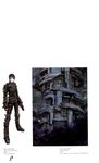  black_bodysuit black_hair blame! bodysuit building full_body highres killy looking_at_viewer male_focus nihei_tsutomu ruins silver_eyes solo standing uniform 