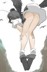  ass bent_over geta hat hermmy looking_away no_panties shameimaru_aya smile solo tengu-geta touhou 