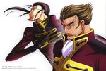  andreas_darlton artist_request black_hair brown_hair code_geass facial_scar gilbert_guilford glasses male_focus multiple_boys nose_scar ponytail scar uniform 