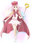  ? bad_id bad_pixiv_id benesse cape gloves hat hatena_yousei pink_cape pink_hair pink_hat solo staff umishima_senbon 