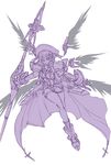  hat lyrical_nanoha mahou_shoujo_lyrical_nanoha_strikers monochrome nekomamire purple schwertkreuz solo staff wings yagami_hayate 