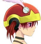  40010prototype akazukin brown_eyes feathers helmet otogi-juushi_akazukin profile red_hair short_hair solo twintails 