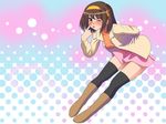  blush brown_hair mem solo suzumiya_haruhi suzumiya_haruhi_no_yuuutsu thighhighs zettai_ryouiki 