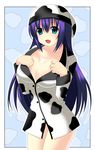  animal_print arin beret breasts bust_cup cleavage cow_print hat kyoku_tou large_breasts milk pangya solo 