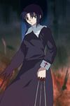  black_dress black_hair black_keys blue_eyes ciel closed_mouth collar cross dress expressionless long_sleeves looking_at_viewer michael outdoors short_hair solo standing tsukihime 