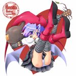  bat_wings kazuboh original panties solo striped striped_panties thighhighs underwear wings 