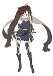  bridal_gauntlets long_hair mura_(kanojo_no_oukoku) ninja original scarf simple_background solo sword thighhighs very_long_hair weapon 
