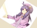  capelet crescent dutch_angle frills holding_hands long_hair long_sleeves out_of_frame patchouli_knowledge purple_eyes purple_hair sazame solo_focus touhou upper_body 