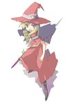  :d bangs blonde_hair blue_eyes boots bow cape doctor_magus dress drill_hair fang fighting_stance flat_chest foreshortening full_body hat holding long_hair looking_at_viewer open_mouth salty_(cherrypie) sekaiju_no_meikyuu sekaiju_no_meikyuu_2 shadow sidelocks simple_background smile solo spread_legs staff standing twin_drills twintails witch_hat 