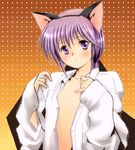  angelous_lazward animal_ears cat_ears lowres male_focus oekaki original purple_eyes purple_hair shirt solo white_shirt yagisaka_seto 