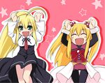  aburidashi_zakuro blonde_hair caramelldansen gothic_lolita iris_sepperin lolita_fashion multiple_girls pantyhose rosenkreuzstilette spiritia_rosenberg twintails 