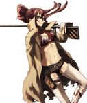  bad_id bad_pixiv_id belt bikini_top boots cloak denim denim_shorts gloves gun itsutsu long_hair midriff navel ponytail red_hair scarf short_shorts shorts simple_background solo tengen_toppa_gurren_lagann thigh_boots thigh_strap thighhighs torn_clothes weapon yellow_eyes yoko_littner 