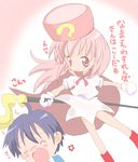  1girl ? bad_id bad_pixiv_id benesse cape core_(mayomayo) hat hatena_yousei pink_hair pink_hat staff 