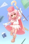  ? benesse cape eraser hat hatena_yousei kso pencil pink_cape pink_hair pink_hat solo staff toothbrush wooden_pencil 