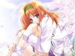  amakase_miharu blue_eyes cherry_blossoms da_capo da_capo_i hairband long_hair orange_hair red_hair school_uniform solo suzuhira_hiro wallpaper 