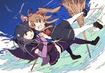  aloe_(quiz_magic_academy) broom broom_riding kitano_yuusuke malariya multiple_girls quiz_magic_academy thighhighs zettai_ryouiki 