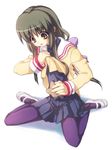  bangs clannad hikarizaka_private_high_school_uniform ibuki_fuuko pantyhose satomi_yoshitaka school_uniform solo starfish 